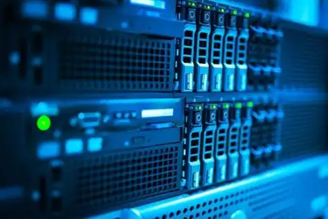 Vast mining farm lined with rows of Ethereum GPU mining rigs